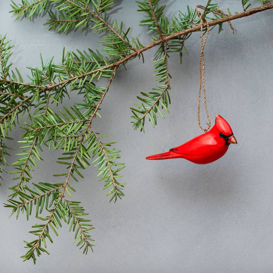 Hand Carved Cardinal Ornament