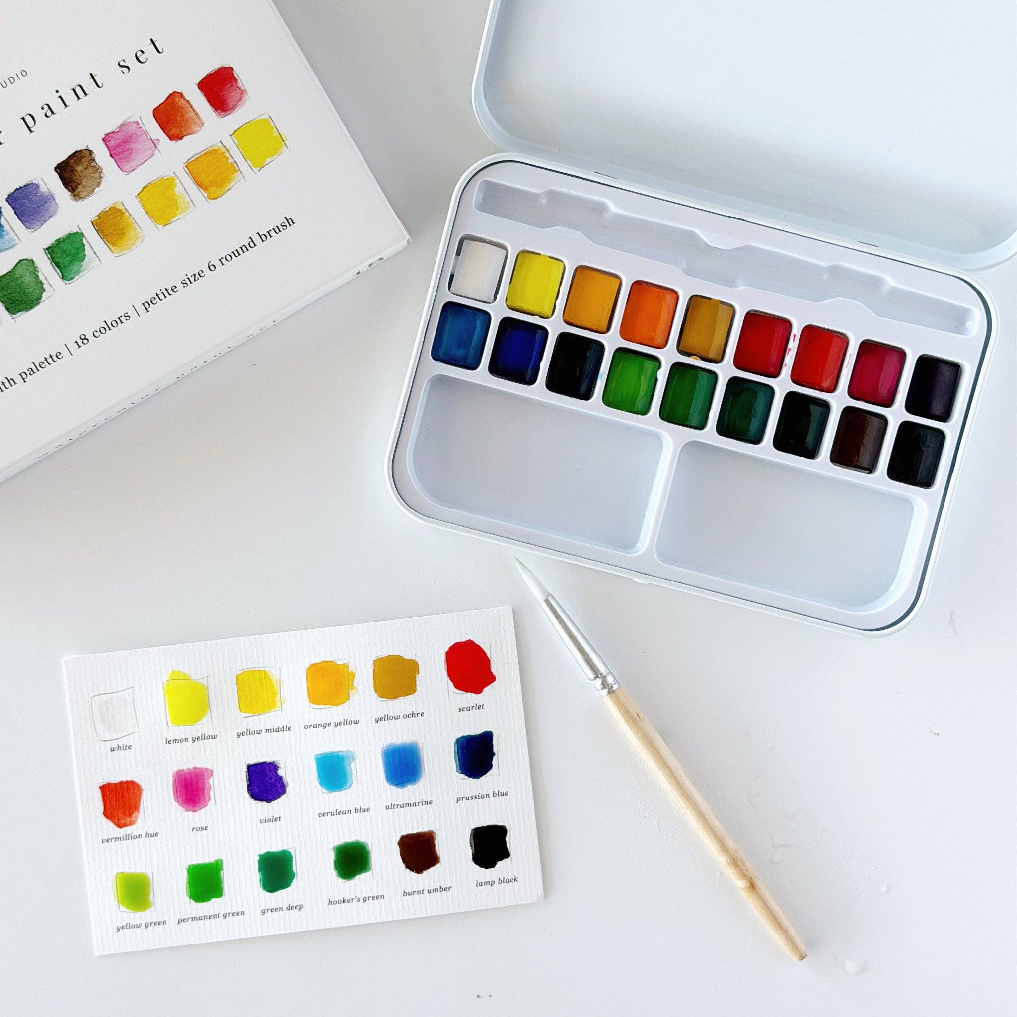 Watercolor Paint Set of 18 with Brush