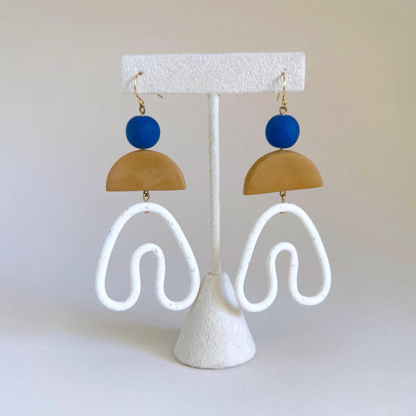 Eden Earrings: Blue/Mustard