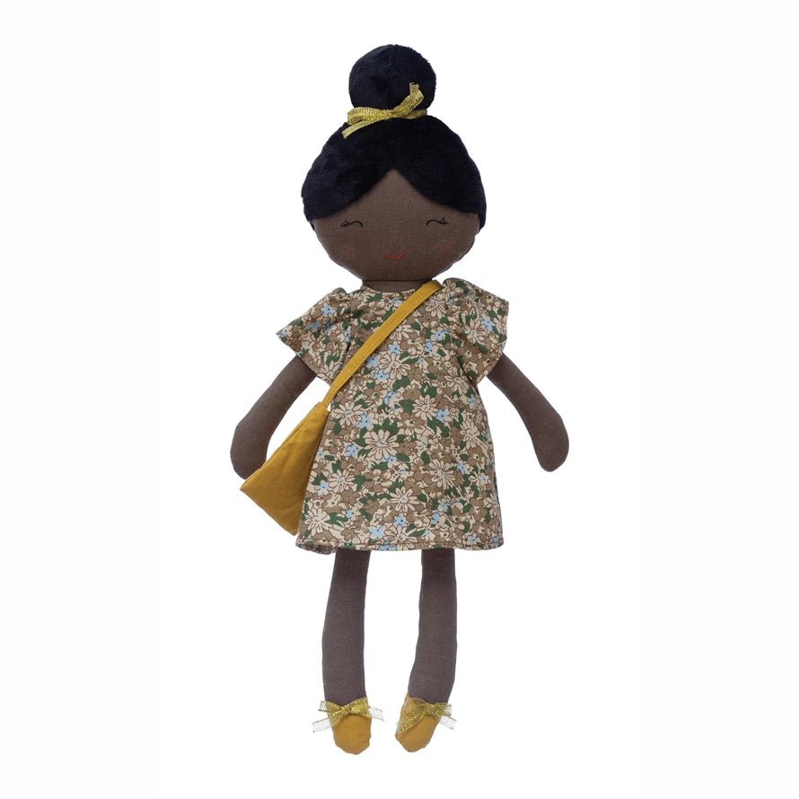 Fabric Doll in Floral Dress with Purse - DIGS