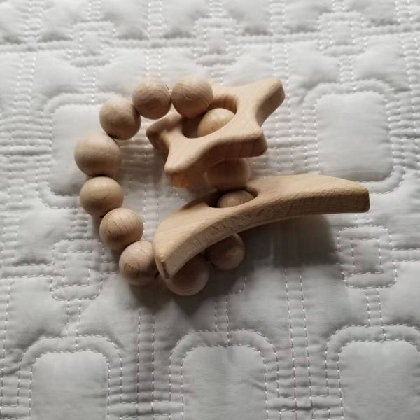 Star & Moon Wooden Teething Toy