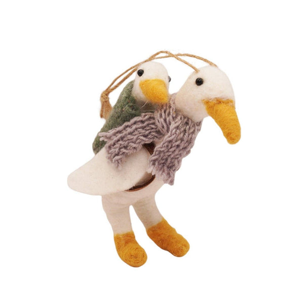 Felt Goose with Baby Ornament - DIGS