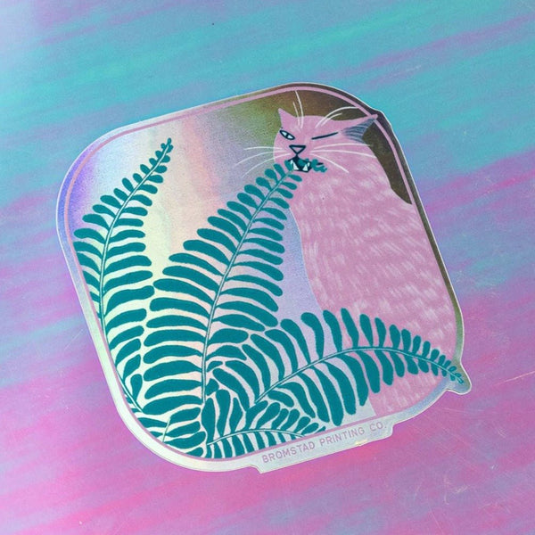 Fern Cat Holograph Sticker - DIGS