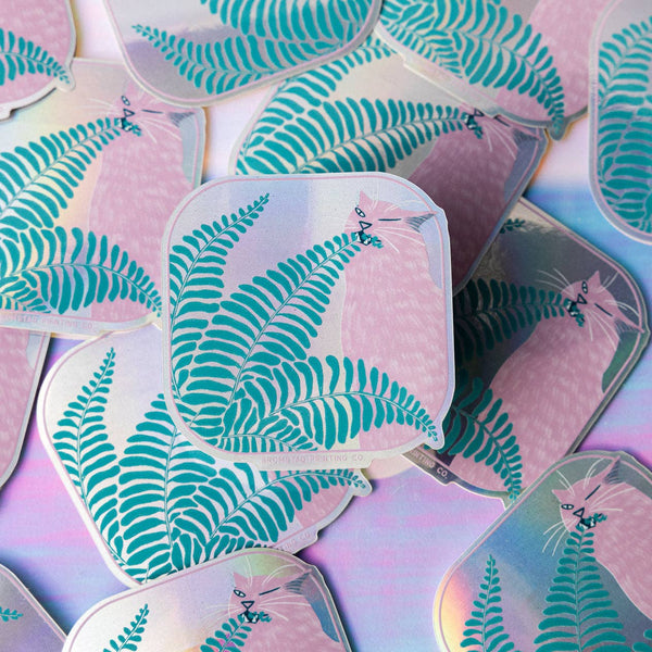 Fern Cat Holograph Sticker - DIGS