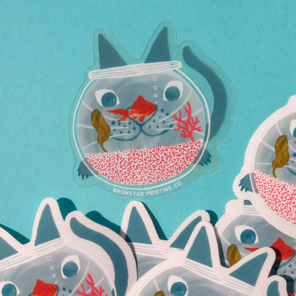 Fishbowl Cat Sticker - DIGS