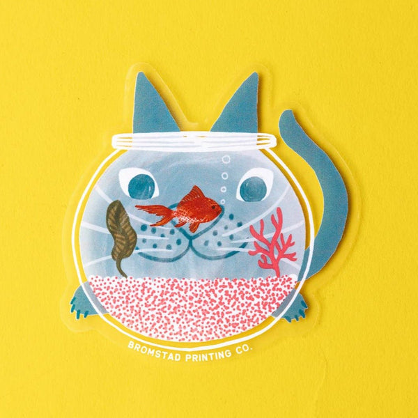 Fishbowl Cat Sticker - DIGS