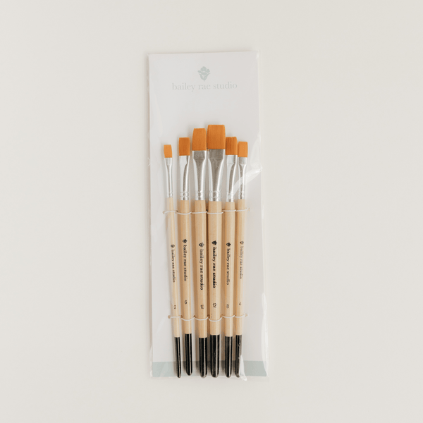 Flat Tip Watercolor Brush Set - 6pc - DIGS