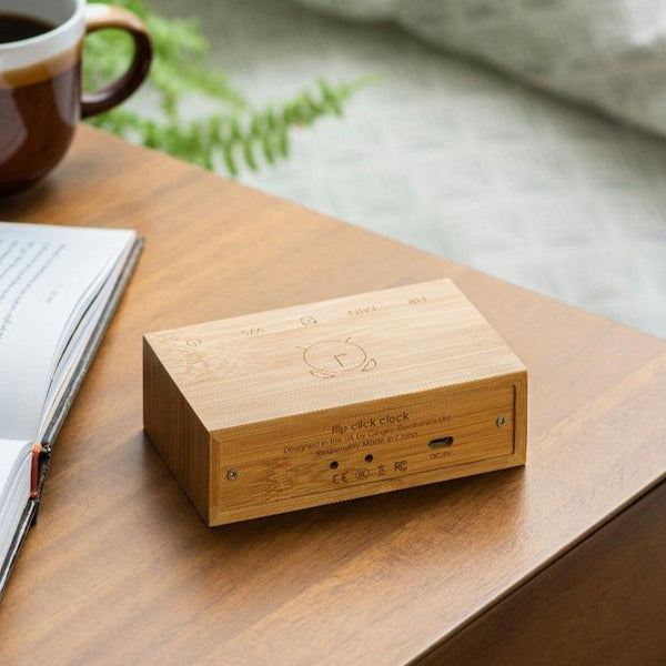 Flip Click Clock: Bamboo/White LED - DIGS