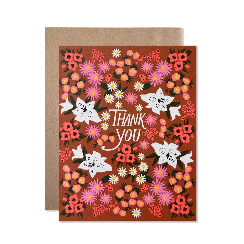 Floral Lilies Thank You Card - DIGS