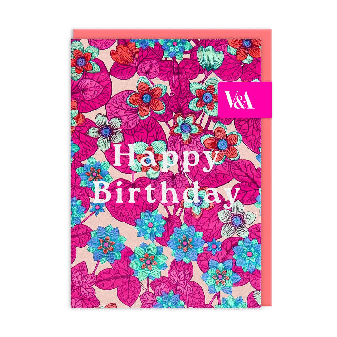 Floral Pink & Blue Birthday Card - DIGS