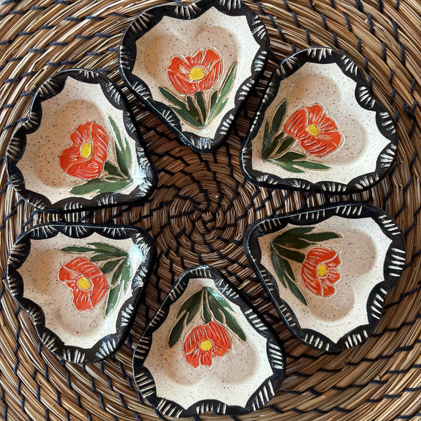 Floral Sgraffito Heart Trinket Dish - DIGS