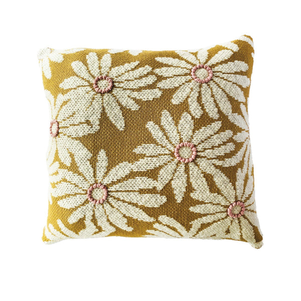 Flower & French Knot Square Accent Pillow - DIGS