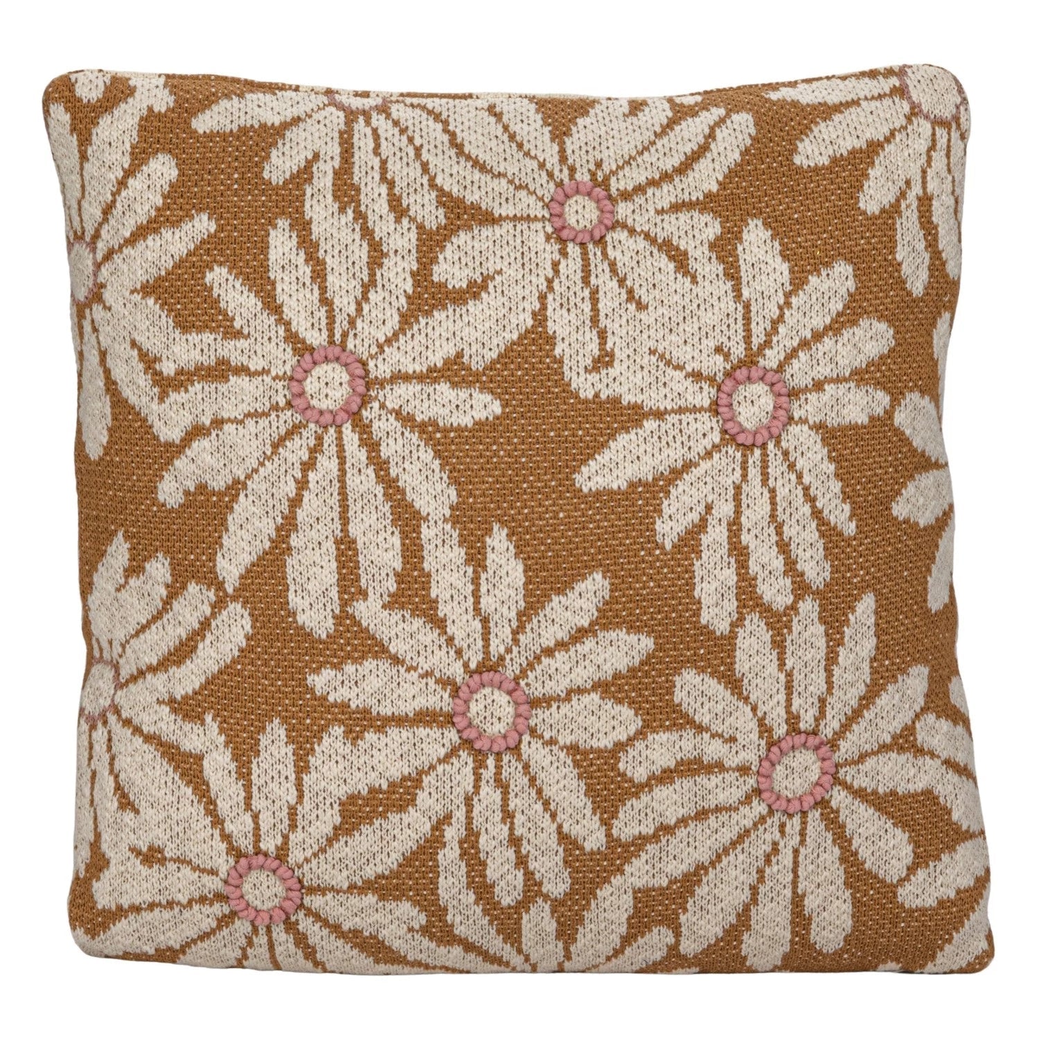 Flower & French Knot Square Accent Pillow - DIGS