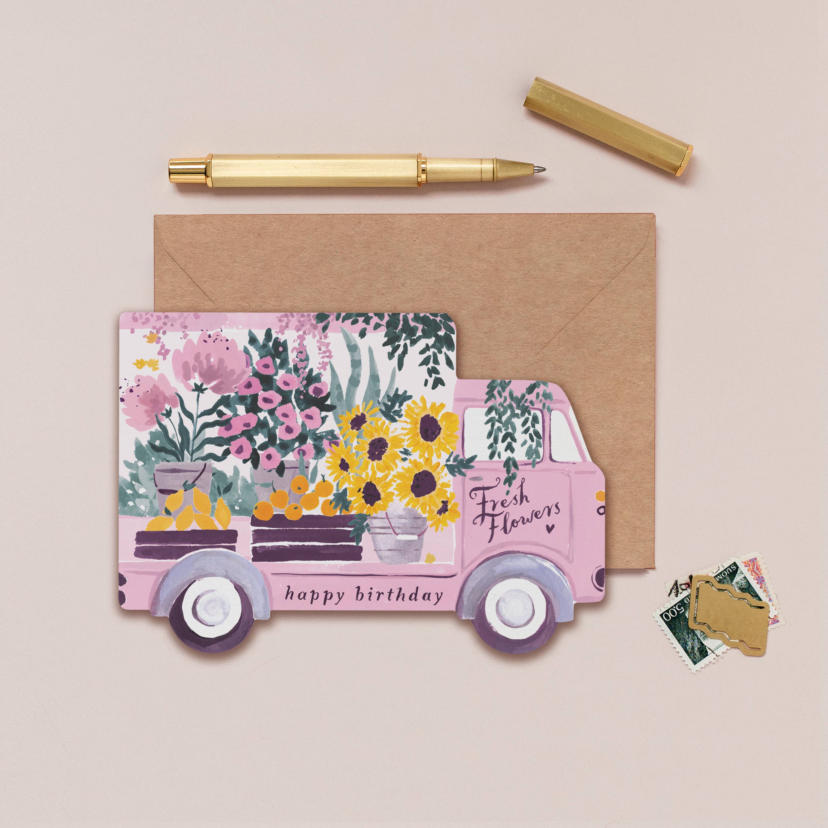 Flower Truck Birthday Card - DIGS