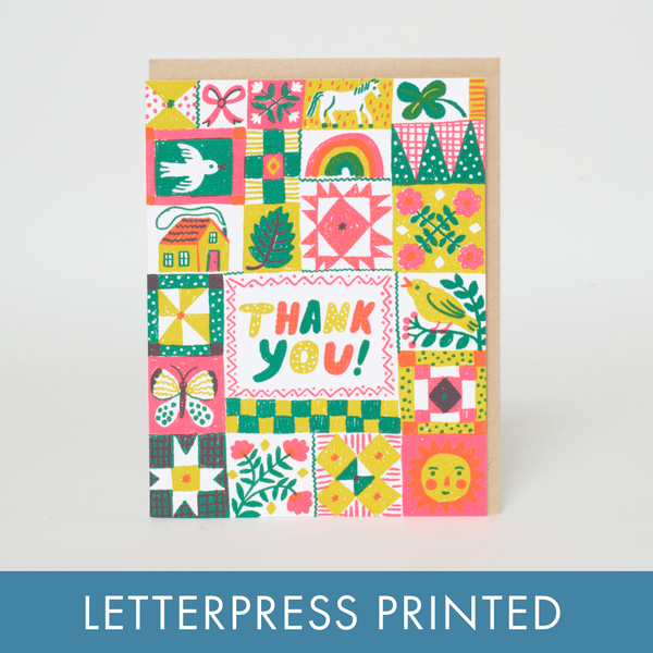 Folk Quilt Thank You Card - DIGS