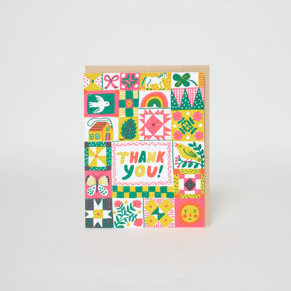 Folk Quilt Thank You Card - DIGS