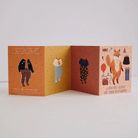 Fox Paper Doll Birthday Card - DIGS