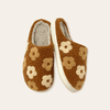 Fuzzy Slippers - Brown Flower - DIGS