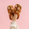 Fuzzy Slippers - Brown Flower - DIGS