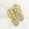 Fuzzy Slippers - Green Flower - DIGS