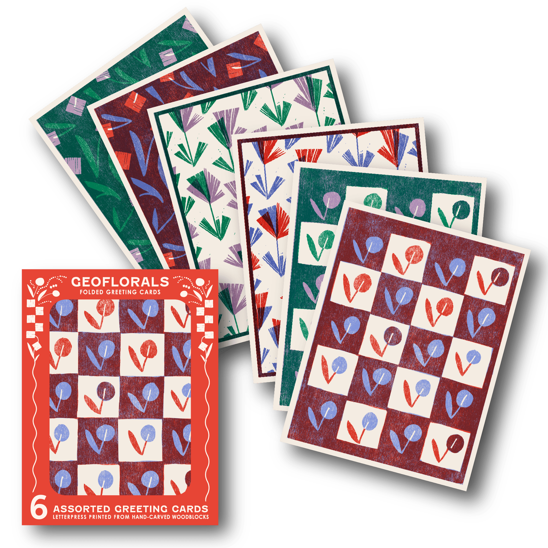 Geoflorals Letterpress Cards Set - DIGS