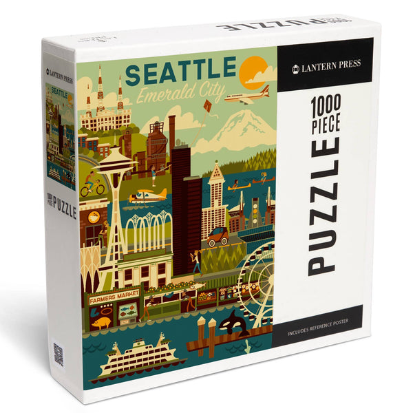 Geometric Seattle Emerald City 1000 Piece Puzzle - DIGS