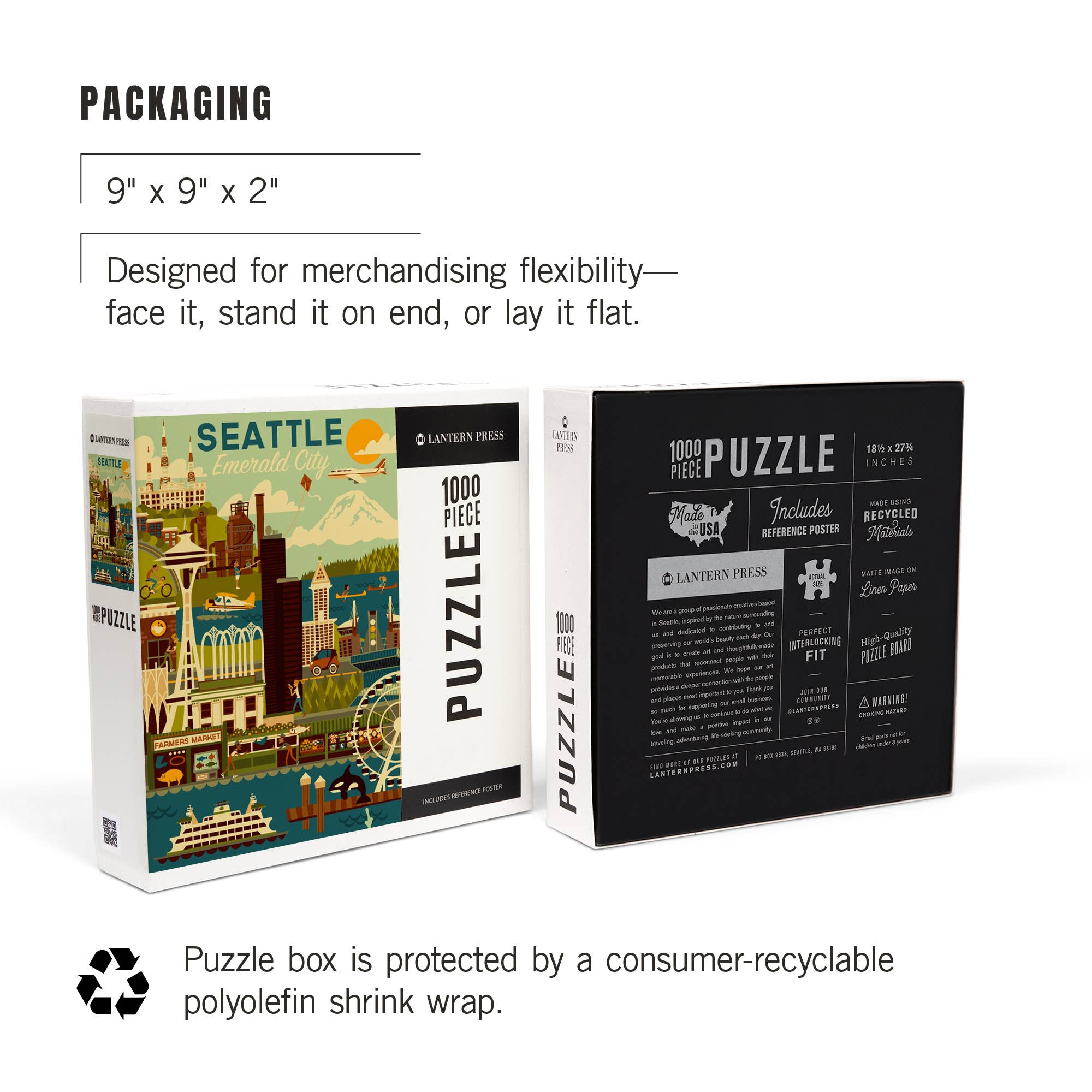 Geometric Seattle Emerald City 1000 Piece Puzzle - DIGS