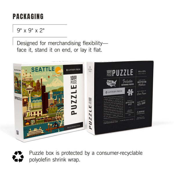 Geometric Seattle Emerald City 1000 Piece Puzzle - DIGS