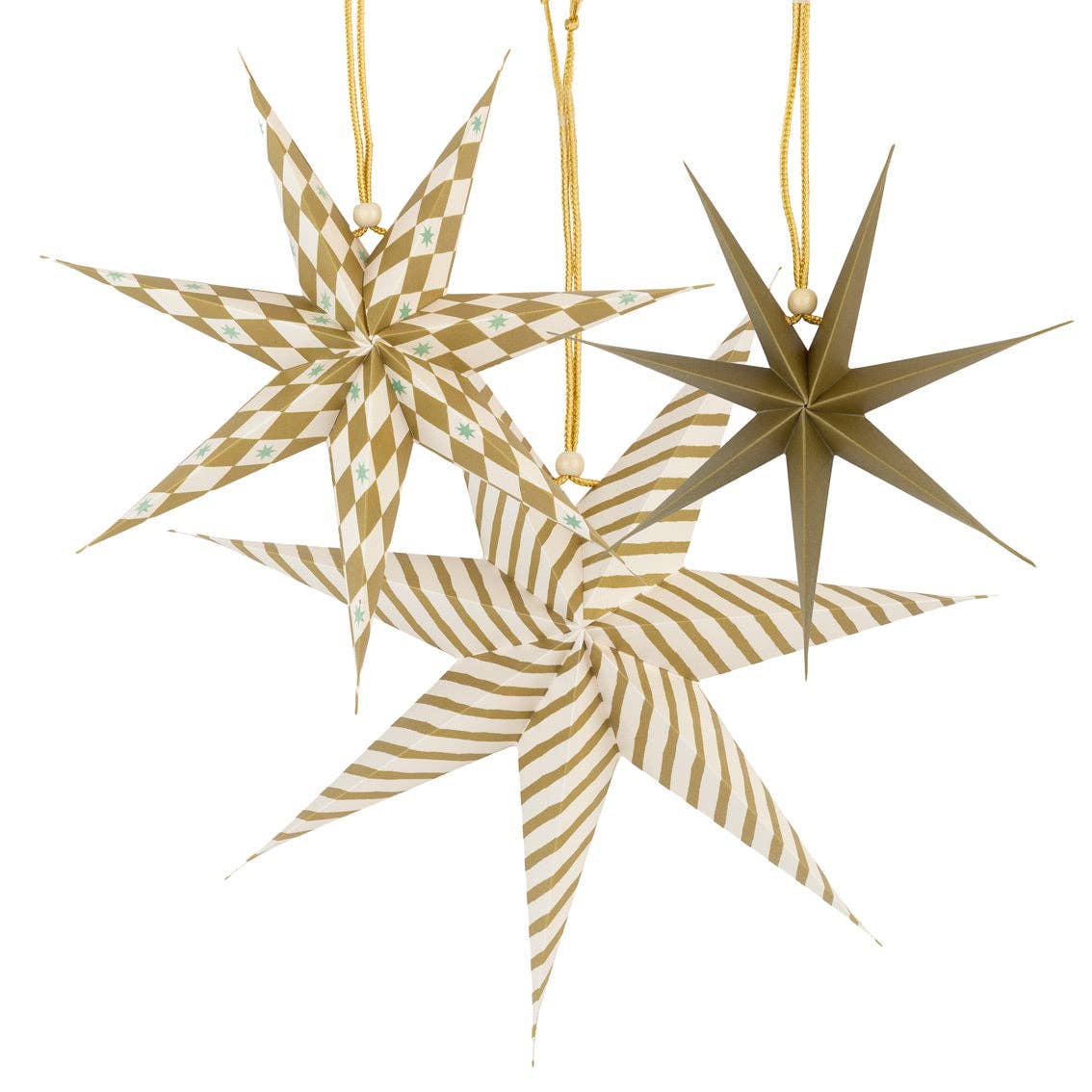 Gilded Paper Stars Ornament 3 Pack - DIGS