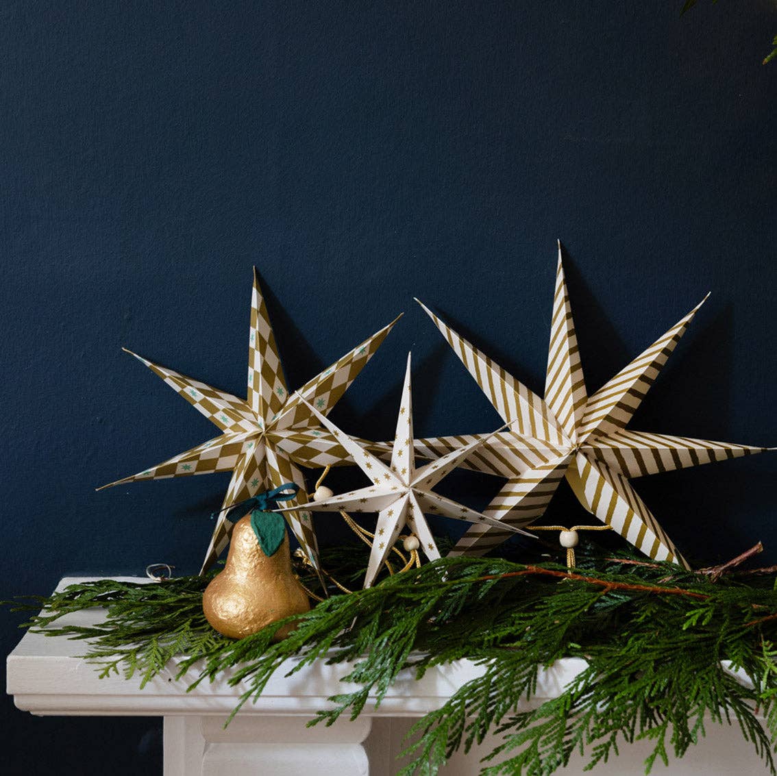 Gilded Paper Stars Ornament 3 Pack - DIGS