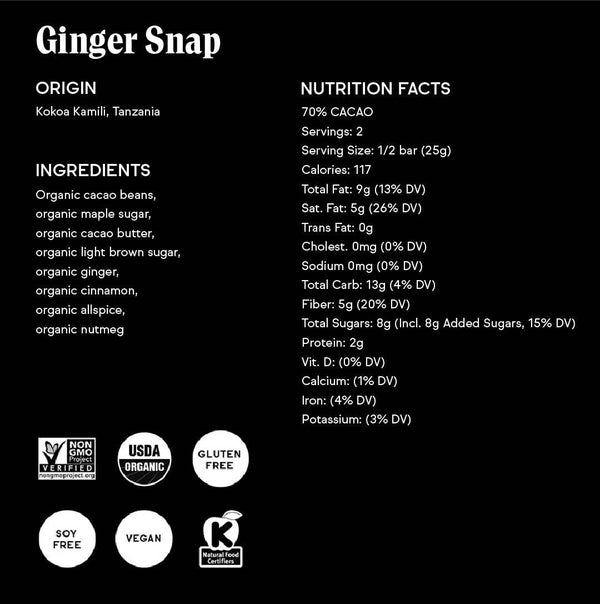 Ginger Snap Chocolate Bar - DIGS