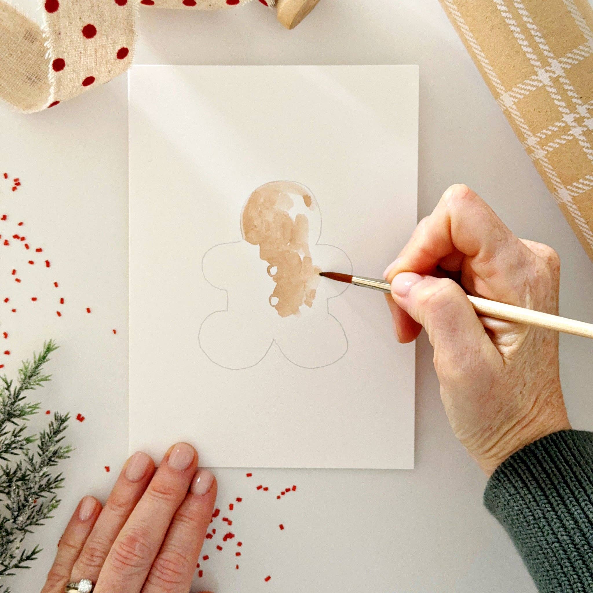 Gingerbread Paintable Notecards - DIGS