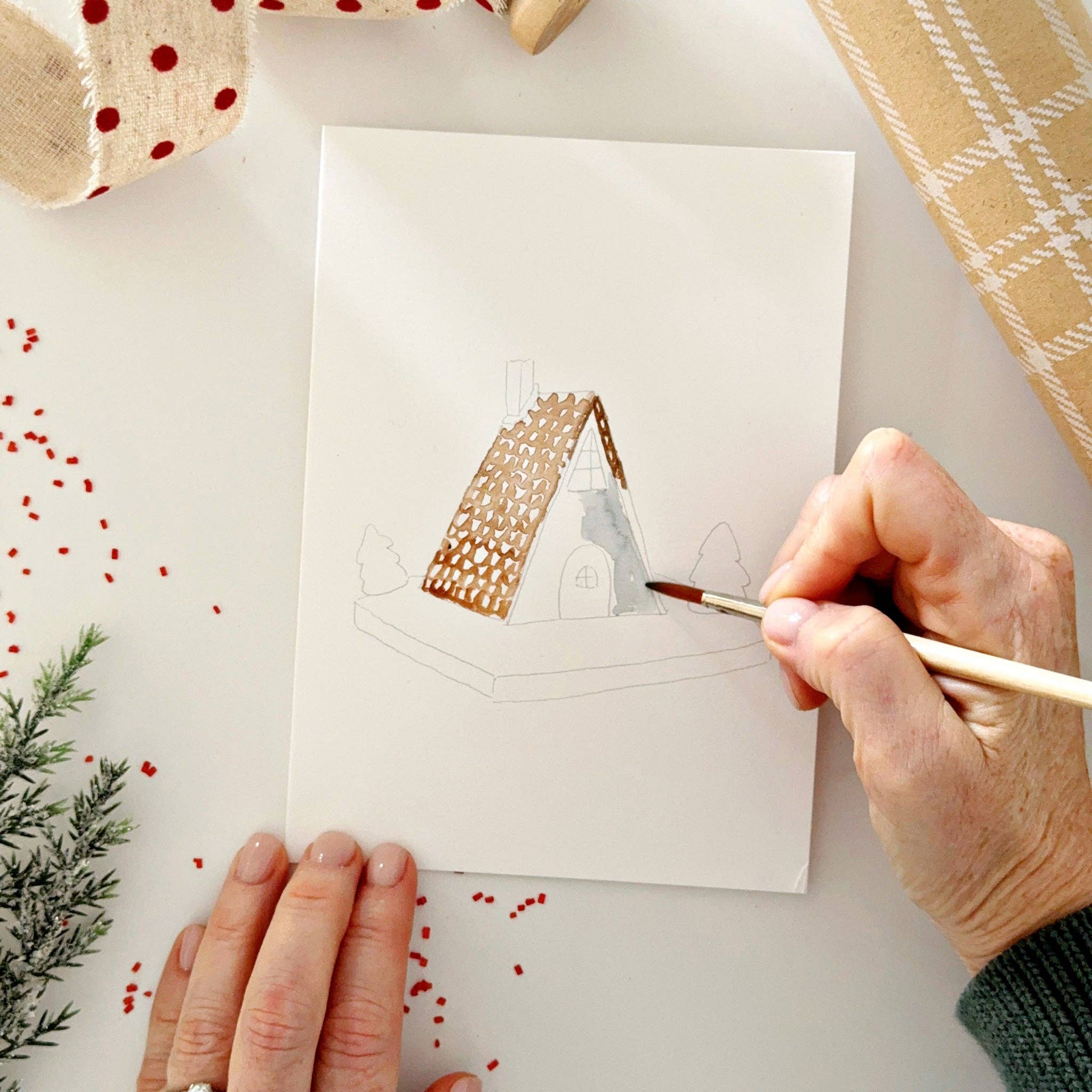 Gingerbread Paintable Notecards - DIGS