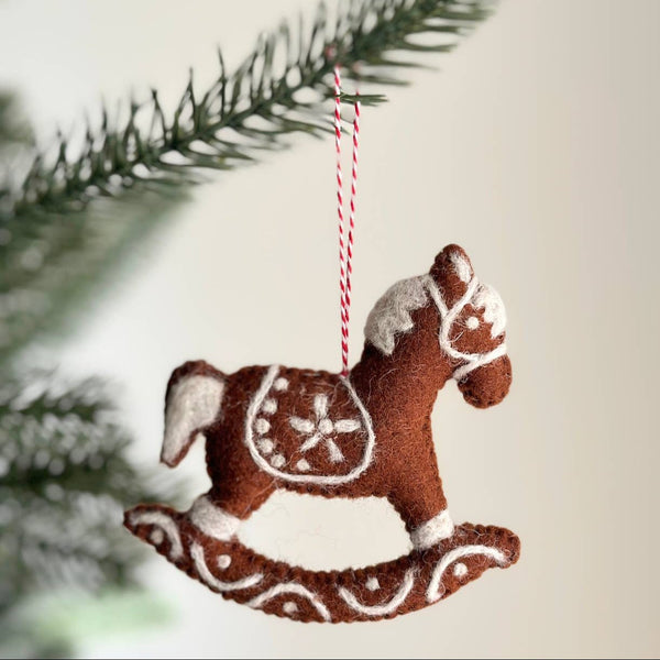 Gingerbread Rocking Horse Ornament - DIGS