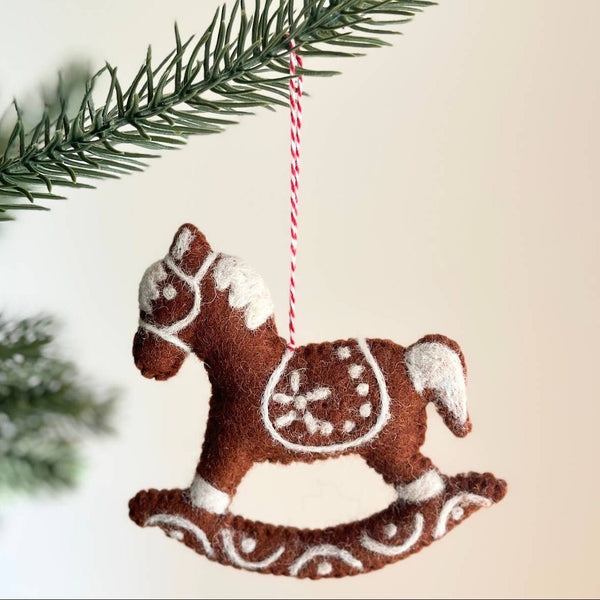 Gingerbread Rocking Horse Ornament - DIGS