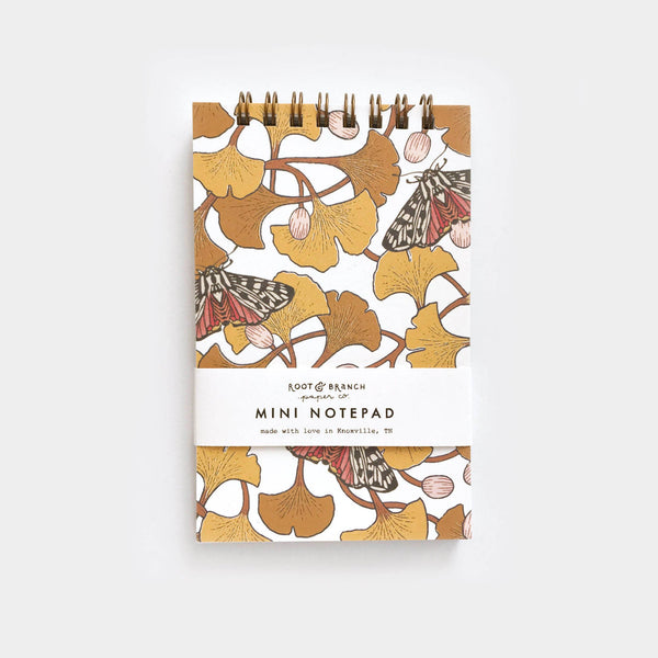 Ginkgo + Tiger Moth Mini Spiral Notepad - DIGS