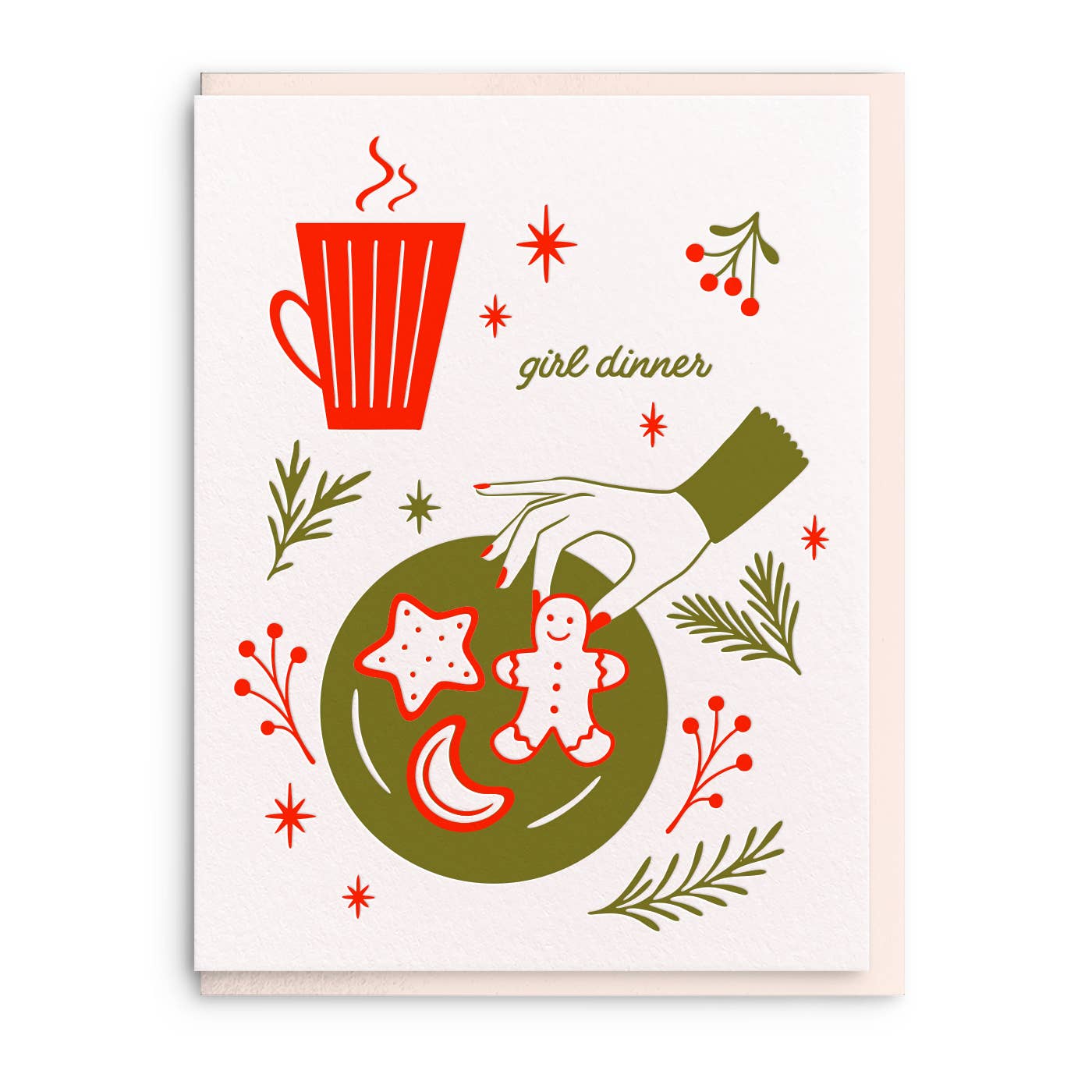 Girl Dinner Letterpress Christmas Card - DIGS
