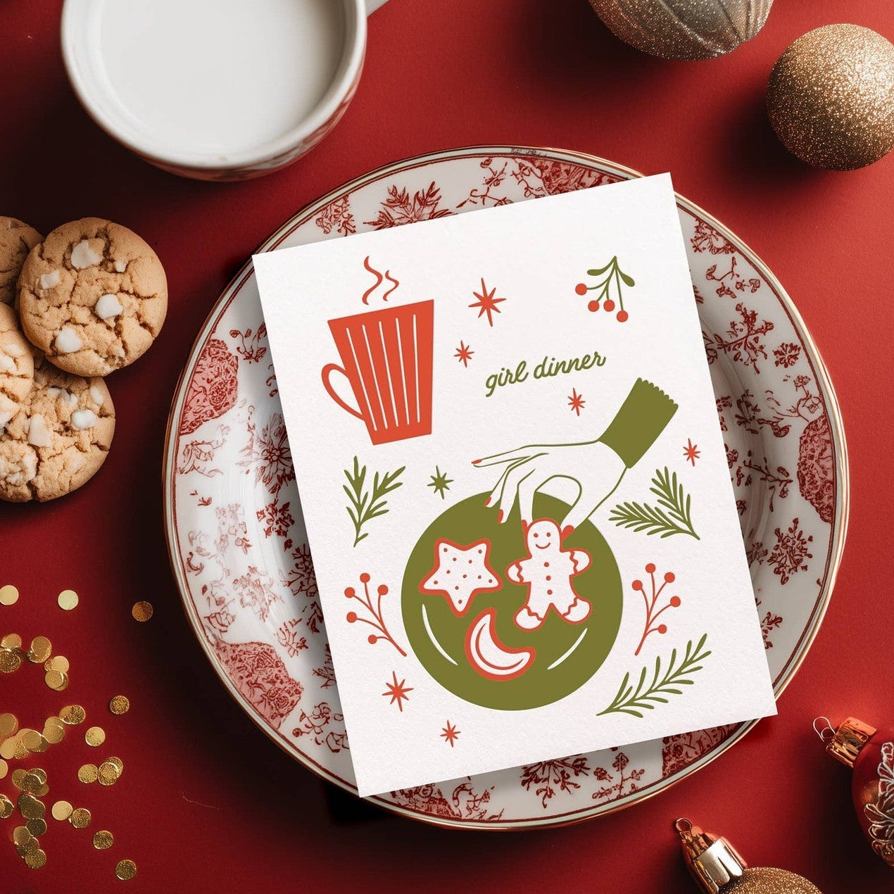 Girl Dinner Letterpress Christmas Card - DIGS
