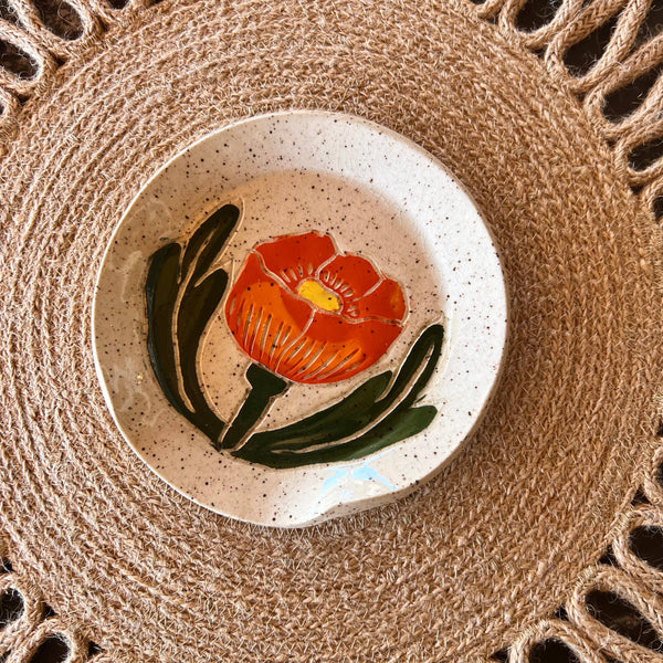 Globe Mallow Sgraffito Ceramic Spoon Rest - DIGS