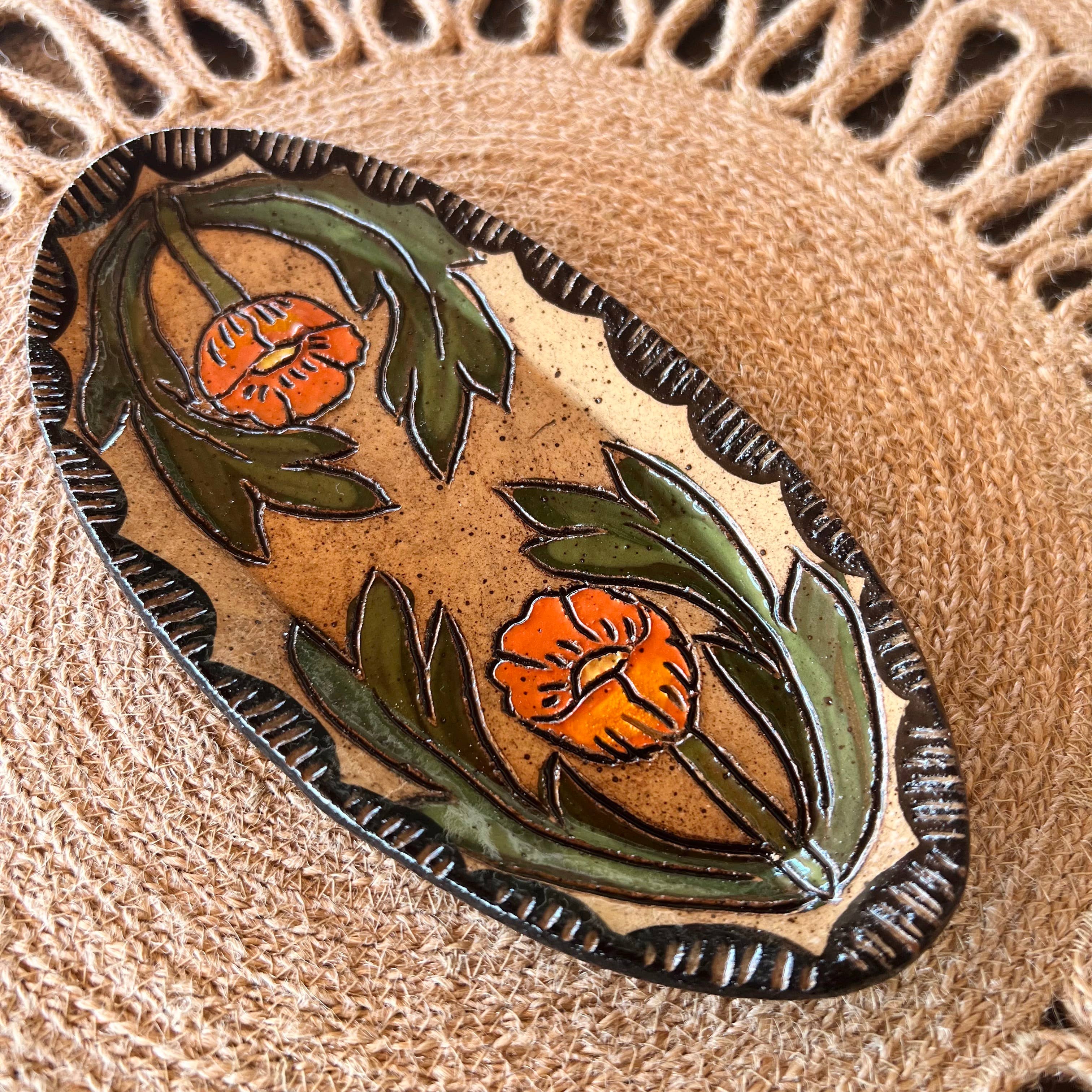 Globe Mallow Sgraffito Trinket Dish - DIGS