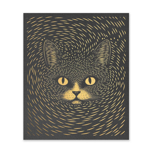 Gold & Black Cat Art Print - DIGS