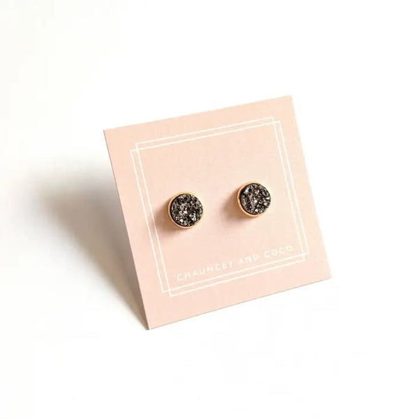 Gold Plated Druzy Stud Earrings - DIGS