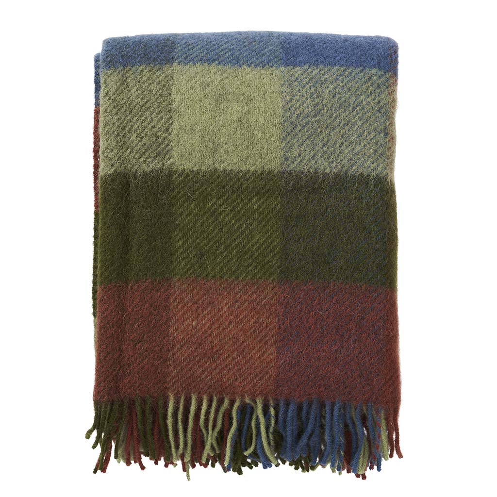 Gotland Multi: Green Wool Throw - DIGS