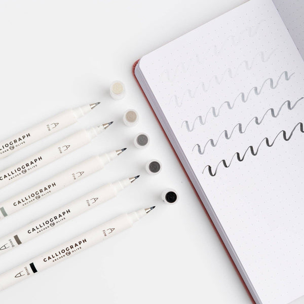 Grayscale Set/5 Calliograph Pens - DIGS