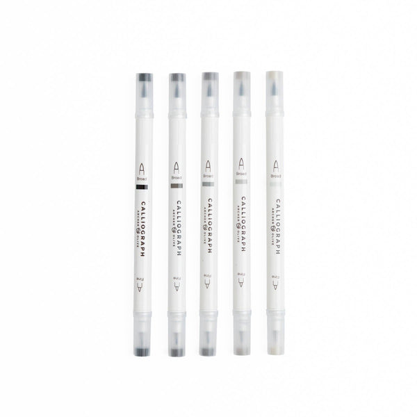 Grayscale Set/5 Calliograph Pens - DIGS
