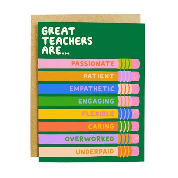 Great Teacher Qualities Greeting Card - DIGS