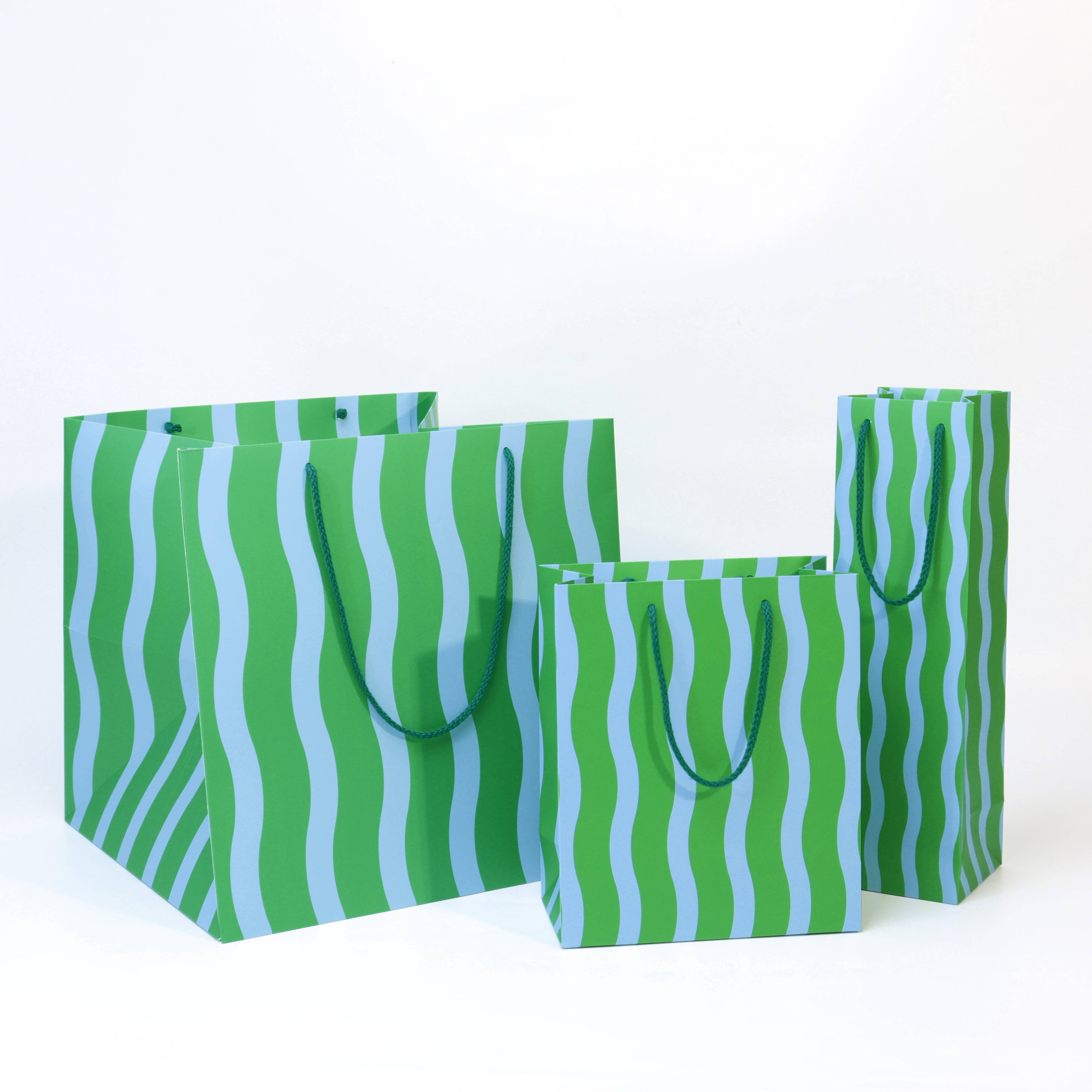 Green Fussy Stripe Gift Bag - DIGS