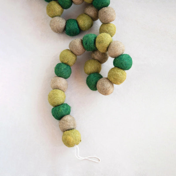 Green Wool Ball Garland - DIGS