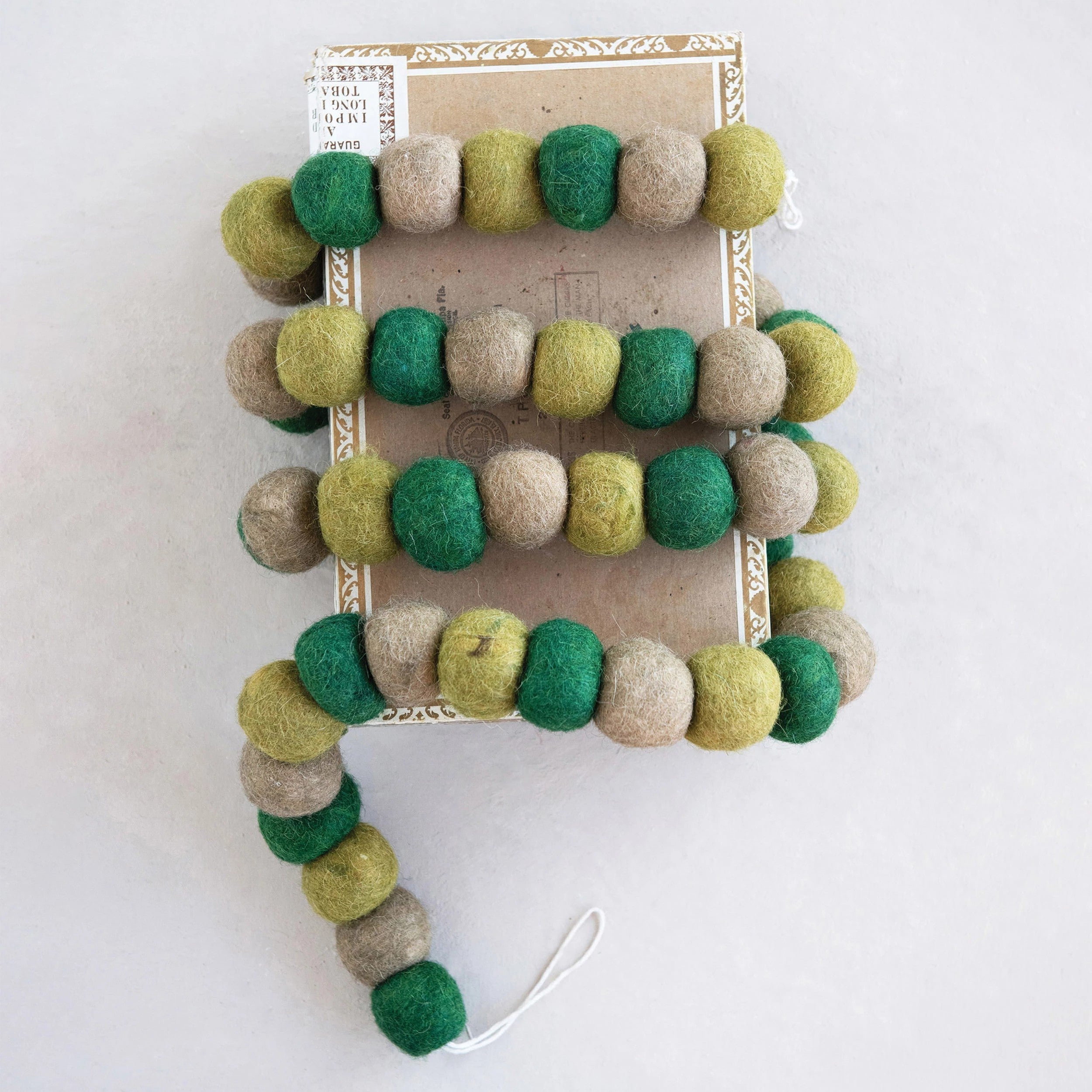 Green Wool Ball Garland - DIGS