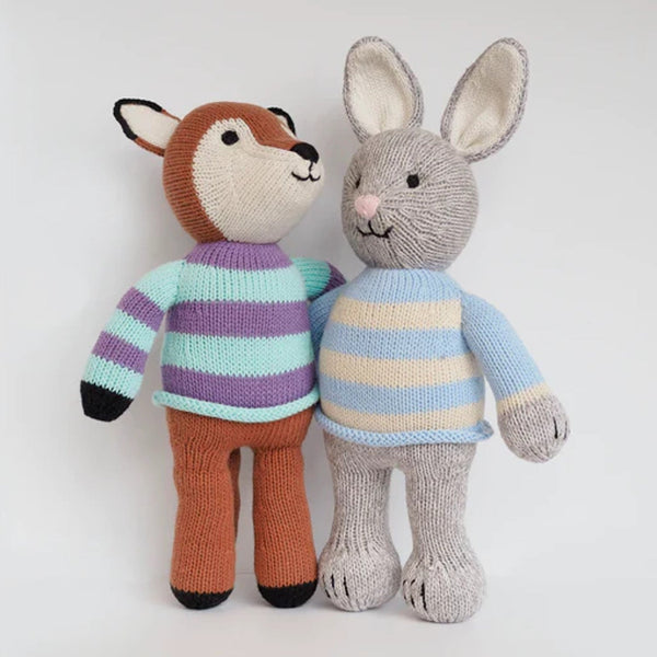 Grey Bunny in Sweater Stuffed Animal - DIGS